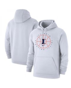 Men's Illinois Fighting Illini White Basketball Icon Club Fleece Pullover Hoodie