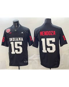 Men's Indiana Hoosiers #15 Fernando Mendoza Black 2025 National Champions Patch Vapor F.U.S.E. Limited Jersey