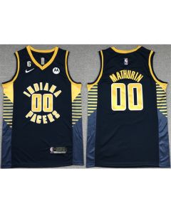 Men's Indiana Pacers #00 Bennedict Mathurin Black With NO.6 Patch Stitched Basketball Jersey