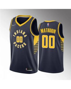 Men's Indiana Pacers #00 Bennedict Mathurin Navy Icon Edition 75th Anniversary Stitched Basketball Jersey