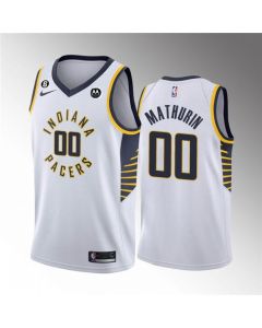 Men's Indiana Pacers #00 Bennedict Mathurin White Association Edition With NO.6 Patch Stitched Basketball Jersey
