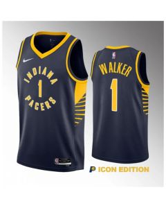 Men's Indiana Pacers #1 Jarace Walker Navy 2023 Draft Icon Edition Stitched Basketball Jersey