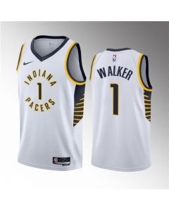 Men's Indiana Pacers #1 Jarace Walker White 2023 Draft Association Edition Stitched Basketball Jersey