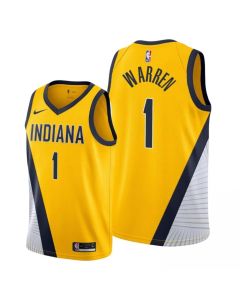 Men's Indiana Pacers #1 T.J. Warren Yellow Statement Edition Stitched Jersey