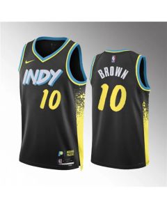 Men's Indiana Pacers #10 Kendall Brown Black 2023/24 City Edition Stitched Basketball Jersey