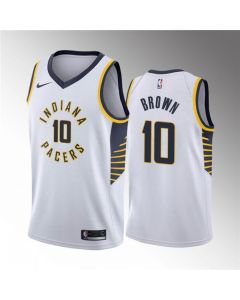 Men's Indiana Pacers #10 Kendall Brown White Association Edition Stitched Basketball Jersey