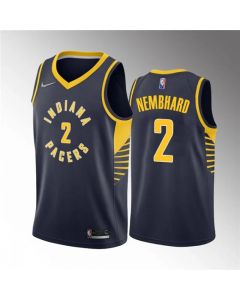 Men's Indiana Pacers #2 Andrew Nembhard Navy Icon Edition 75th Anniversary Stitched Basketball Jersey