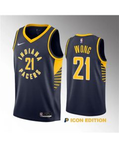Men's Indiana Pacers #21 Isaiah Wong Navy 2023 Draft Icon Edition Stitched Basketball Jersey