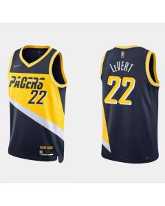 Men's Indiana Pacers #22 Caris Levert 2021/22 Navy City Edition 75th Anniversary Stitched Basketball Jersey