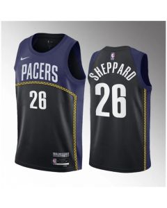 Men's Indiana Pacers #26 Ben Sheppard Blue 2023 Draft City Edition Stitched Basketball Jersey
