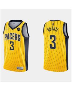 Men's Indiana Pacers #3 Chris Duarte Yellow Swingman Stitched Jersey