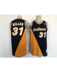 Men's Indiana Pacers #31 Reggie Miller Navy/Yellow Throwback Stitched Jersey