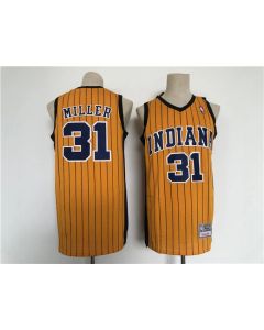 Men's Indiana Pacers #31 Reggie Miller Yellow Throwback Stitched Jersey