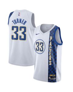 Men's Indiana Pacers #33 Myles Turner White City Edition Swingman Stitched Jersey
