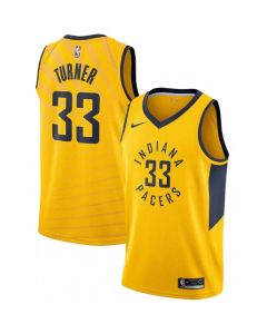 Men's Indiana Pacers #33 Myles Turner Yellow Statement Edition Swingman Stitched Jersey (Yellow)