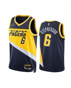 Men's Indiana Pacers #6 Lance Stephenson 2021/22 Navy City Edition 75th Anniversary Stitched Basketball Jersey