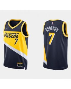 Men's Indiana Pacers #7 Malcolm Brogdon 2021/22 Navy City Edition 75th Anniversary Stitched Basketball Jersey