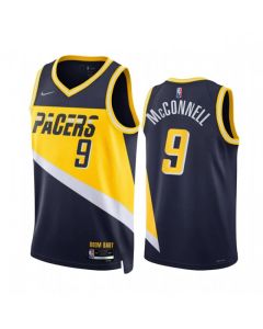 Men's Indiana Pacers #9 T.J. McConnell 2021/22 Navy City Edition 75th Anniversary Stitched Basketball Jersey