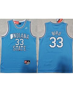 Men's Indiana State Sycamores #33 Larry Bird Blue Stitched Jersey