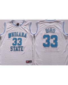 Men's Indiana State Sycamores #33 Larry Bird White Stitched Jersey