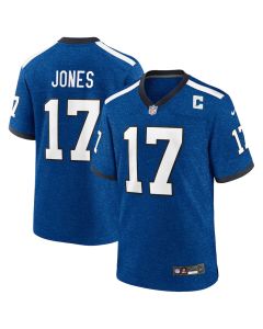 Men's Indianapolis Colts #17 Daniel Jones Nike Heather Royal Alternate 2 Indiana Nights Game Jersey (Royal)