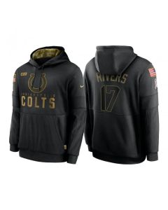 Men's Indianapolis Colts #17 Philip Rivers 2020 Black Salute to Service Sideline Performance Pullover Hoodie