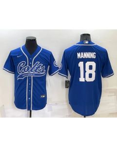 Men's Indianapolis Colts #18 Peyton Manning Royal Cool Base Stitched Baseball Jersey