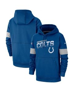 Men's Indianapolis Colts 2019 Royal 100th Season Sideline Team Logo Performance Pullover Hoodie