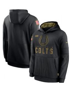 Men's Indianapolis Colts 2020 Black Salute to Service Sideline Performance Pullover Hoodie