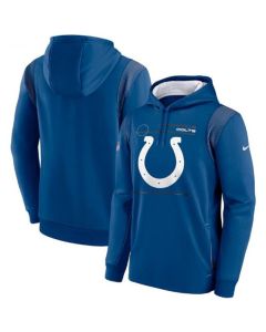 Men's Indianapolis Colts 2021 Royal Sideline Logo Performance Pullover Hoodie