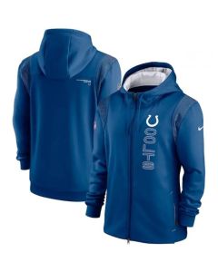 Men's Indianapolis Colts 2021 Royal Sideline Team Performance Full-Zip Hoodie