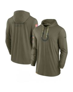 Men's Indianapolis Colts 2022 Olive Salute to Service Tonal Pullover Hoodie