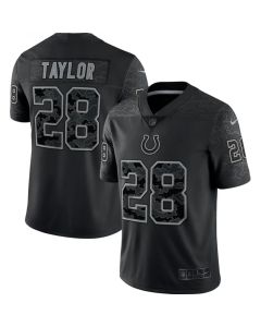 Men's Indianapolis Colts #28 Jonathan Taylor Black Reflective Limited Stitched Football Jersey