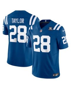 Men's Indianapolis Colts #28 Jonathan Taylor Blue 2023 F.U.S.E 40th Anniversary Vapor Untouchable Stitched Football Jersey