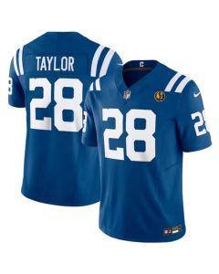 Men's Indianapolis Colts #28 Jonathan Taylor Blue 2023 F.U.S.E. With John Madden Patch Vapor Limited Stitched Football Jersey