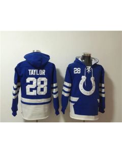 Men's Indianapolis Colts #28 Jonathan Taylor Blue/White Ageless Must-Have Lace-Up Pullover Hoodie