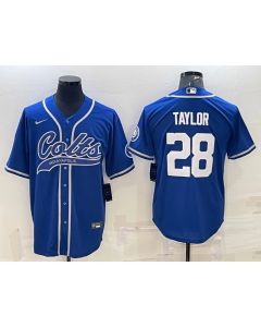 Men's Indianapolis Colts #28 Jonathan Taylor Royal Cool Base Stitched Baseball Jersey