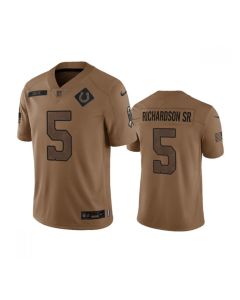 Men's Indianapolis Colts #5 Anthony Richardson 2023 Brown Salute To Service Stitched Football Jersey