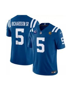 Men's Indianapolis Colts #5 Anthony Richardson Blue 2023 F.U.S.E. 1-star C Patch And With John Madden Patch Vapor Limited Stitched Football Jersey