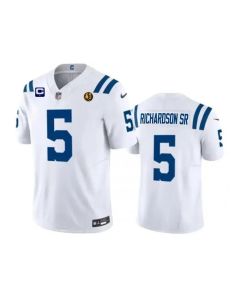 Men's Indianapolis Colts #5 Anthony Richardson White 2023 F.U.S.E. 1-star C Patch And With John Madden Patch Vapor Limited Stitched Football Jersey