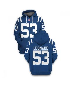 Men's Indianapolis Colts #53 Darius Leonard 2021 Blue Pullover Hoodie