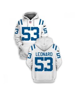 Men's Indianapolis Colts #53 Darius Leonard 2021 White Pullover Hoodie