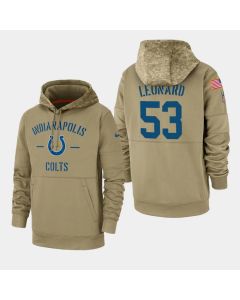 Men's Indianapolis Colts #53 Darius Leonard Tan 2019 Salute to Service Sideline Therma Pullover Hoodie