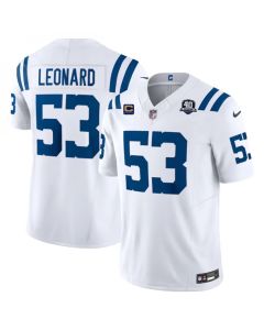Men's Indianapolis Colts #53 Shaquille Leonard White 2023 F.U.S.E. 40th Anniversary With 4-Star C Patch Vapor Untouchable Limited Stitched Football Jersey