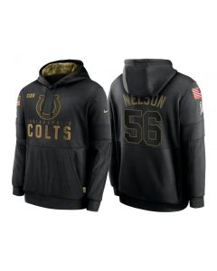 Men's Indianapolis Colts #56 Quenton Nelson 2020 Black Salute to Service Sideline Performance Pullover Hoodie