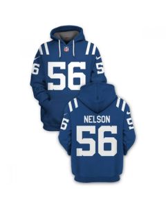 Men's Indianapolis Colts #56 Quenton Nelson 2021 Blue Pullover Hoodie