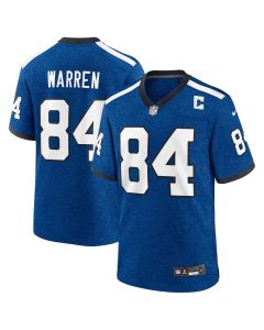 Men's Indianapolis Colts #84 Tyler Warren Heather Royal Alternate 2 Indiana Nights Game Jersey (Royal)