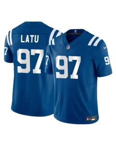 Men's Indianapolis Colts #97 Laiatu Latu Blue 2024 Draft F.U.S.E. Vapor Limited Stitched Football Jersey