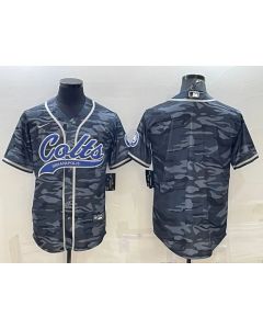 Men's Indianapolis Colts Blank Grey Camo With Patch Cool Base Stitched Baseball Jersey