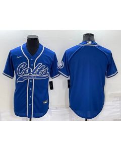 Men's Indianapolis Colts Blank Royal Cool Base Stitched Baseball Jersey